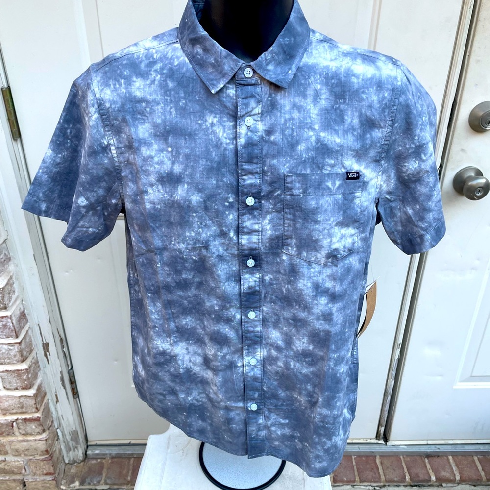 Vans, Grey & White, Tie Dye, Peace, Short Sleeve, Shirt, Size Small